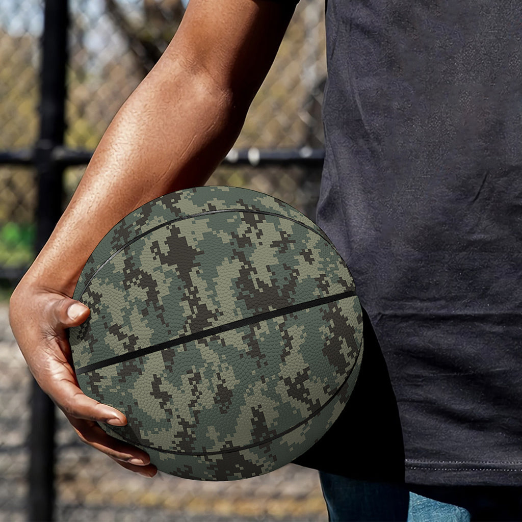 Forest Green Digital Camo Pattern Print Basketball