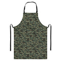 Forest Green Digital Camo Pattern Print Bib Apron With Pocket