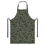 Forest Green Digital Camo Pattern Print Bib Apron With Pocket