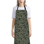 Forest Green Digital Camo Pattern Print Bib Apron With Pocket
