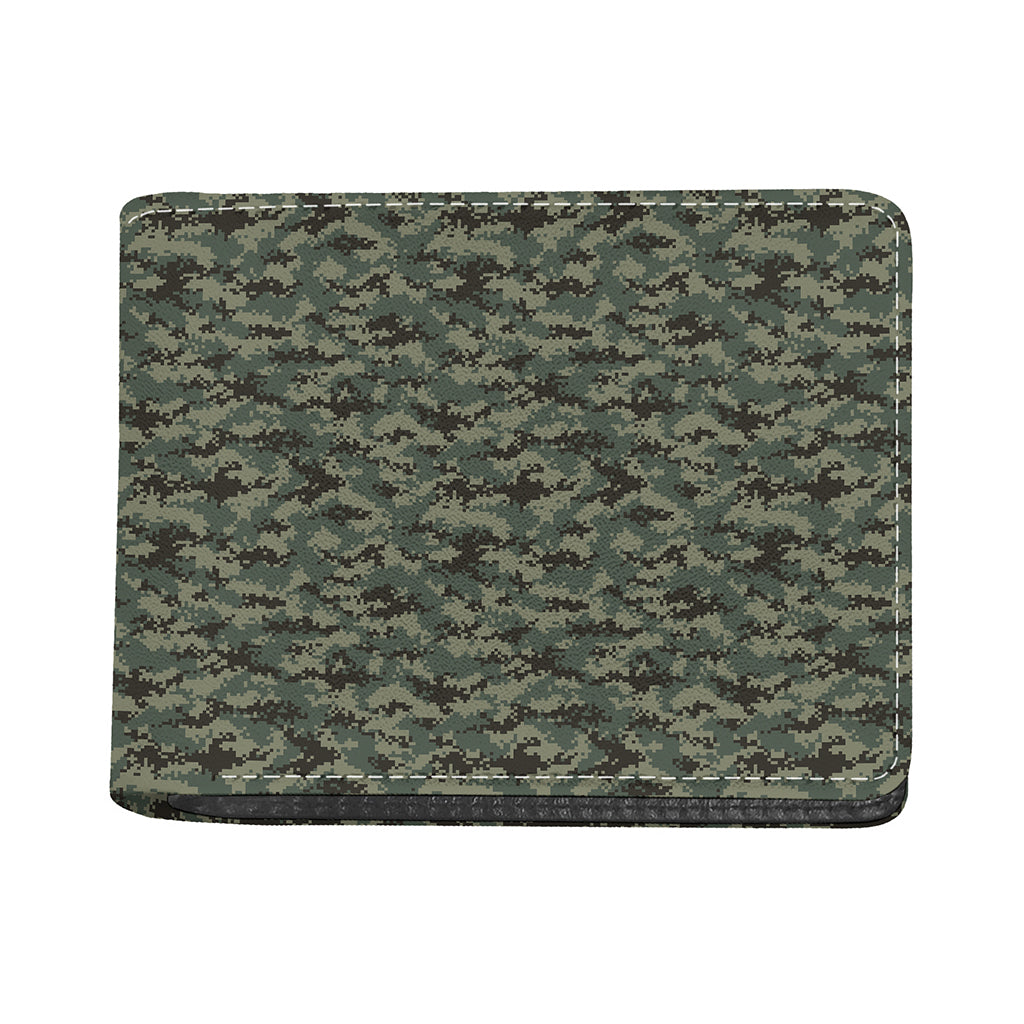 Forest Green Digital Camo Pattern Print Bifold Wallet