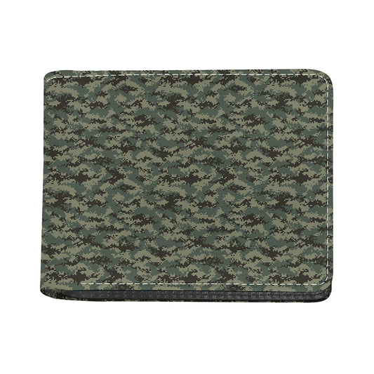 Forest Green Digital Camo Pattern Print Bifold Wallet