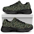 Forest Green Digital Camo Pattern Print Black Chunky Shoes