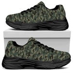 Forest Green Digital Camo Pattern Print Black Chunky Shoes