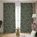 Forest Green Digital Camo Pattern Print Dimout Pencil Pleat Curtains