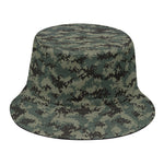 Forest Green Digital Camo Pattern Print Bucket Hat