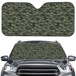 Forest Green Digital Camo Pattern Print Car Windshield Sun Shade