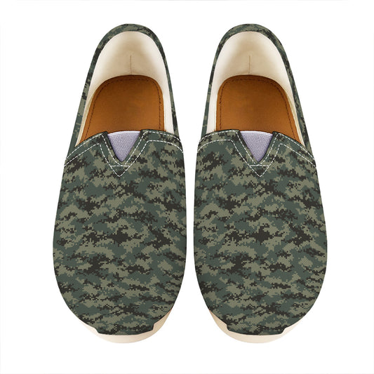 Forest Green Digital Camo Pattern Print Casual Shoes