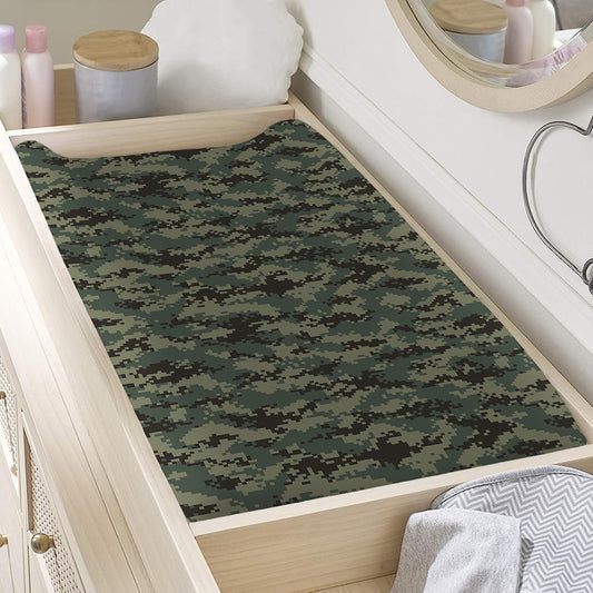 Forest Green Digital Camo Pattern Print Changing Pad Cover