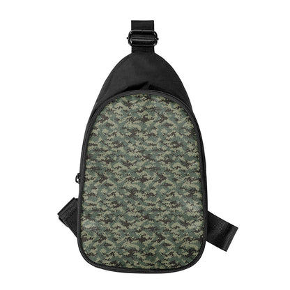 Forest Green Digital Camo Pattern Print Chest Bag
