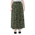 Forest Green Digital Camo Pattern Print Chiffon Maxi Skirt