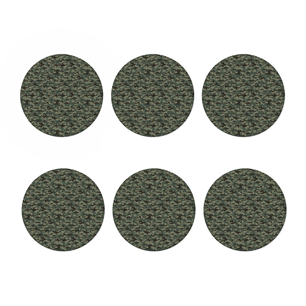 Forest Green Digital Camo Pattern Print Coaster Set