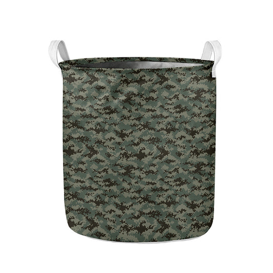 Forest Green Digital Camo Pattern Print Collapsible Laundry Basket