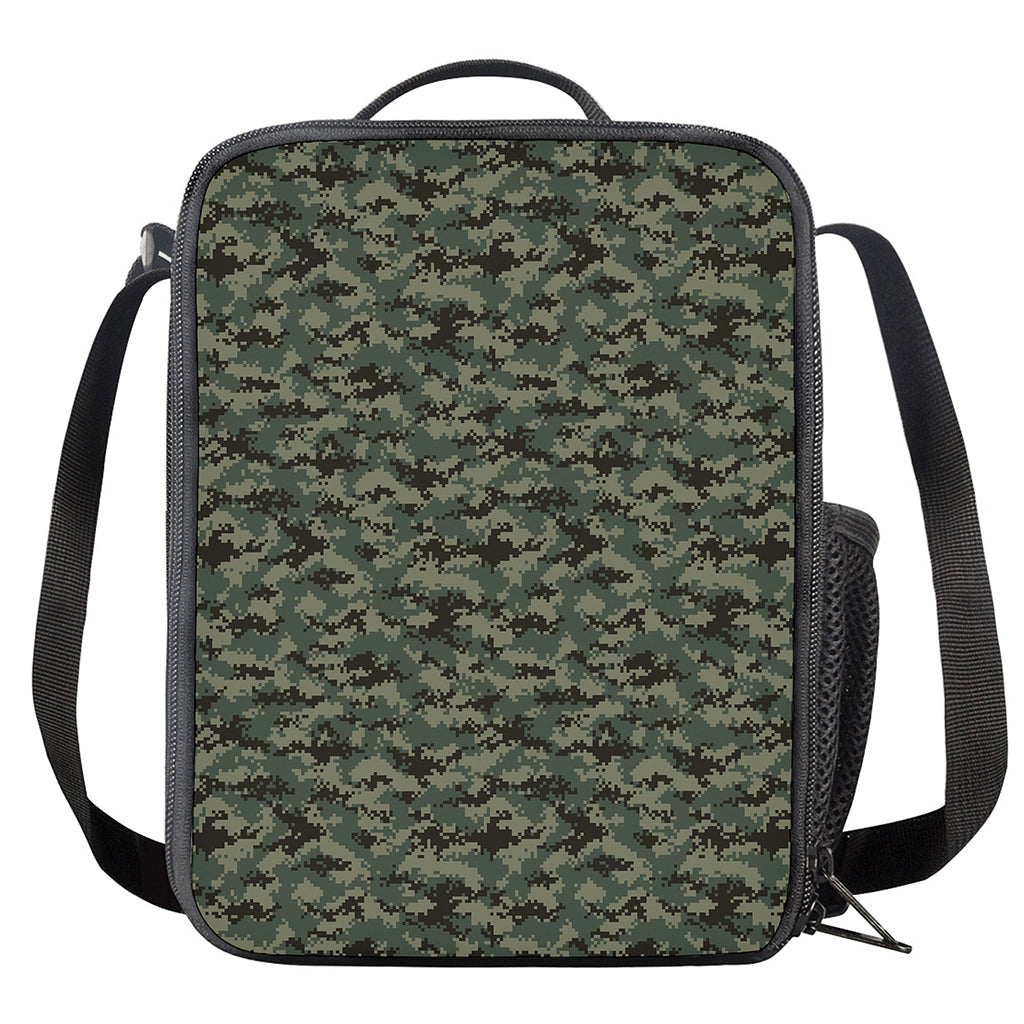 Forest Green Digital Camo Pattern Print Crossbody Lunch Bag