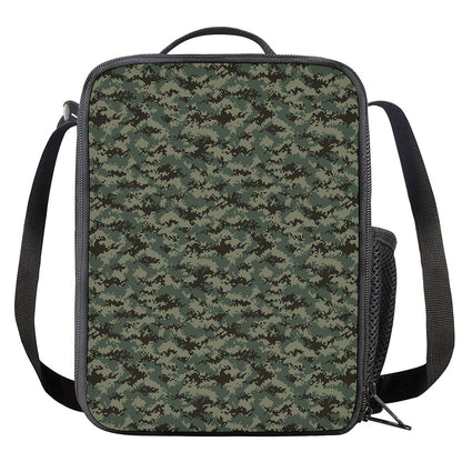Forest Green Digital Camo Pattern Print Crossbody Lunch Bag