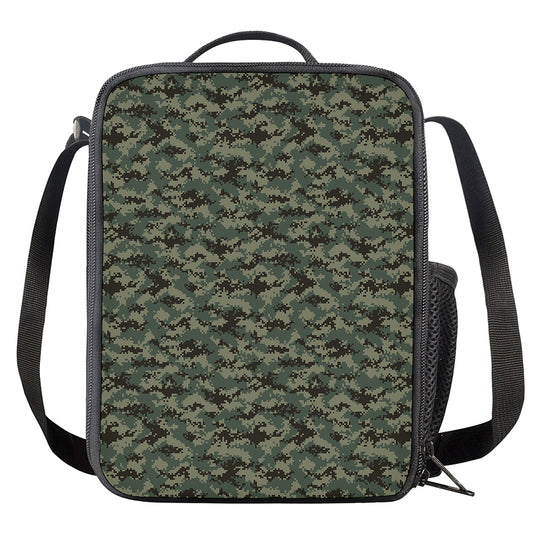 Forest Green Digital Camo Pattern Print Crossbody Lunch Bag