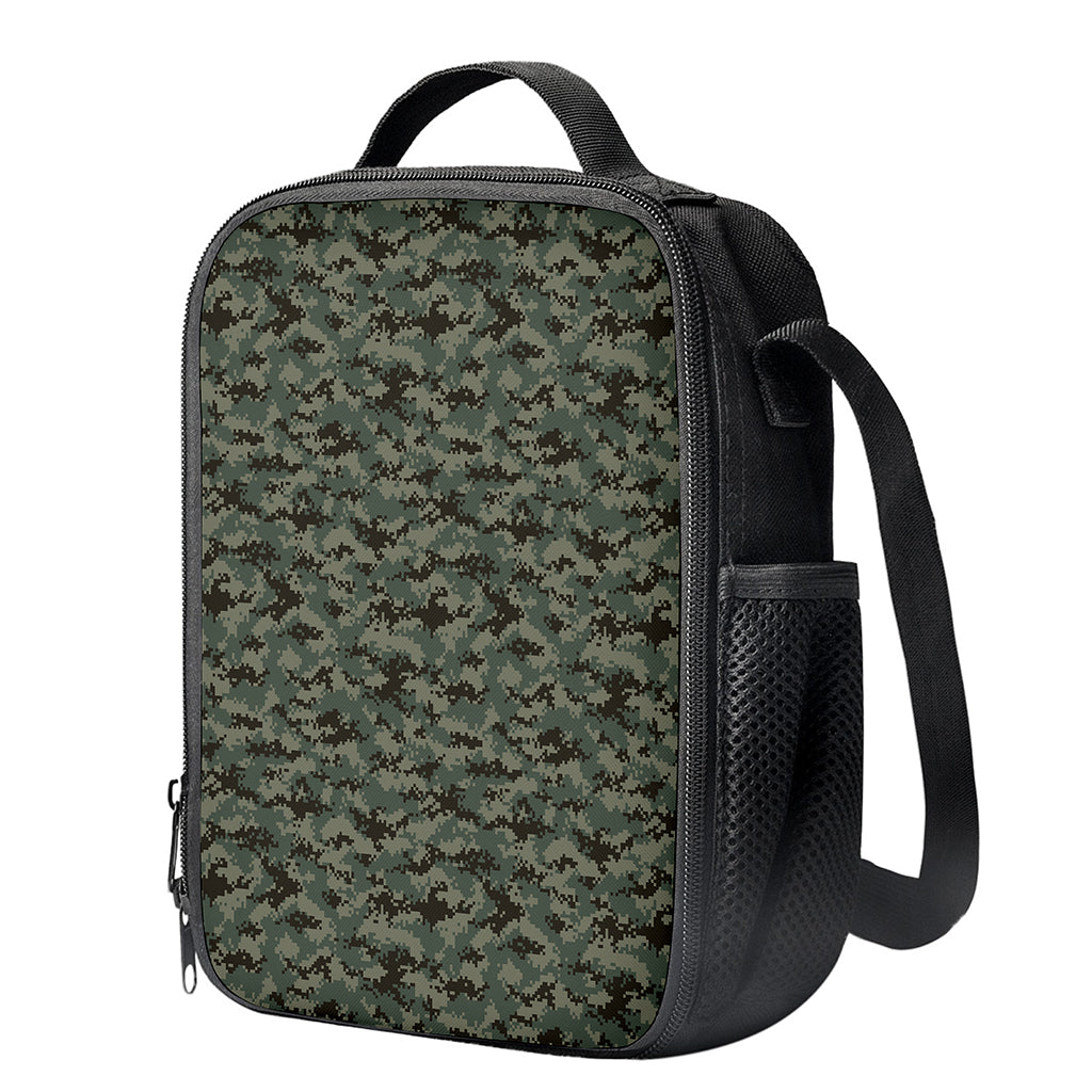 Forest Green Digital Camo Pattern Print Crossbody Lunch Bag