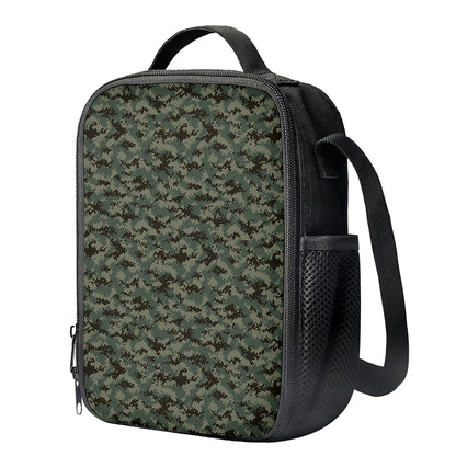 Forest Green Digital Camo Pattern Print Crossbody Lunch Bag