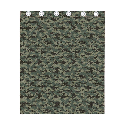 Forest Green Digital Camo Pattern Print Curtain