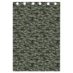 Forest Green Digital Camo Pattern Print Curtain