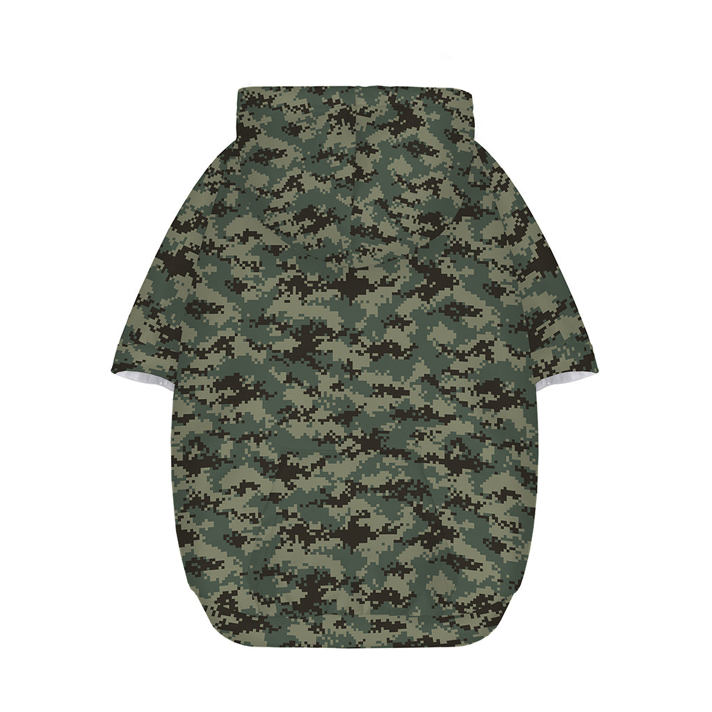 Forest Green Digital Camo Pattern Print Dog Zip Up Hoodie