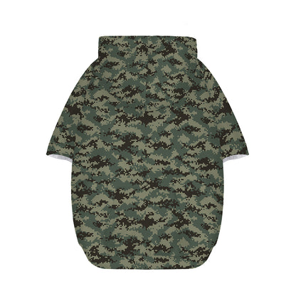 Forest Green Digital Camo Pattern Print Dog Zip Up Hoodie