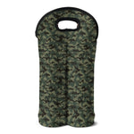 Forest Green Digital Camo Pattern Print Double Neoprene Wine Tote
