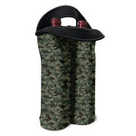 Forest Green Digital Camo Pattern Print Double Neoprene Wine Tote