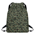 Forest Green Digital Camo Pattern Print Drawstring Backpack