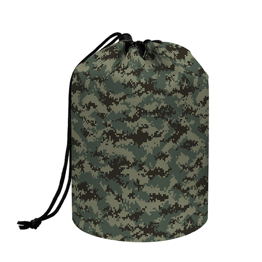 Forest Green Digital Camo Pattern Print Drawstring Makeup Bag