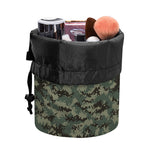 Forest Green Digital Camo Pattern Print Drawstring Makeup Bag