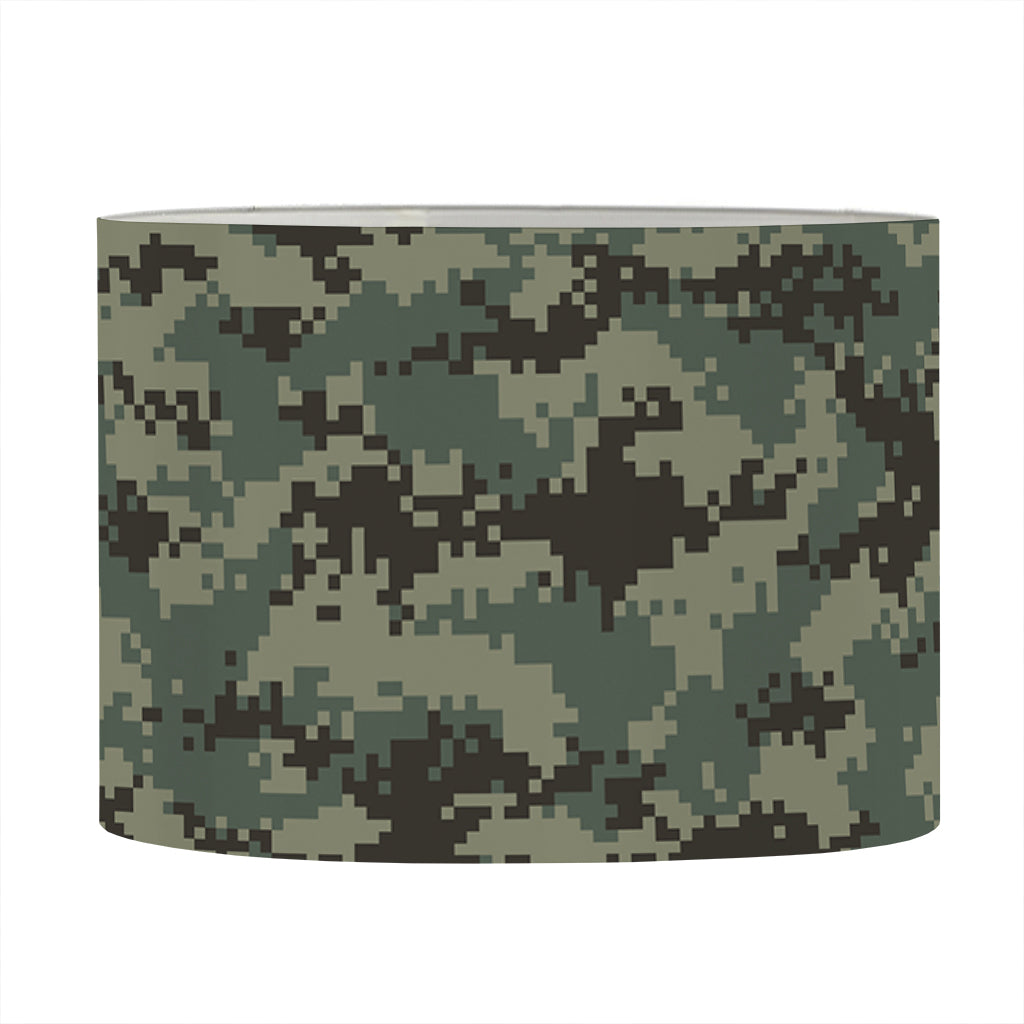 Forest Green Digital Camo Pattern Print Drum Lamp Shade