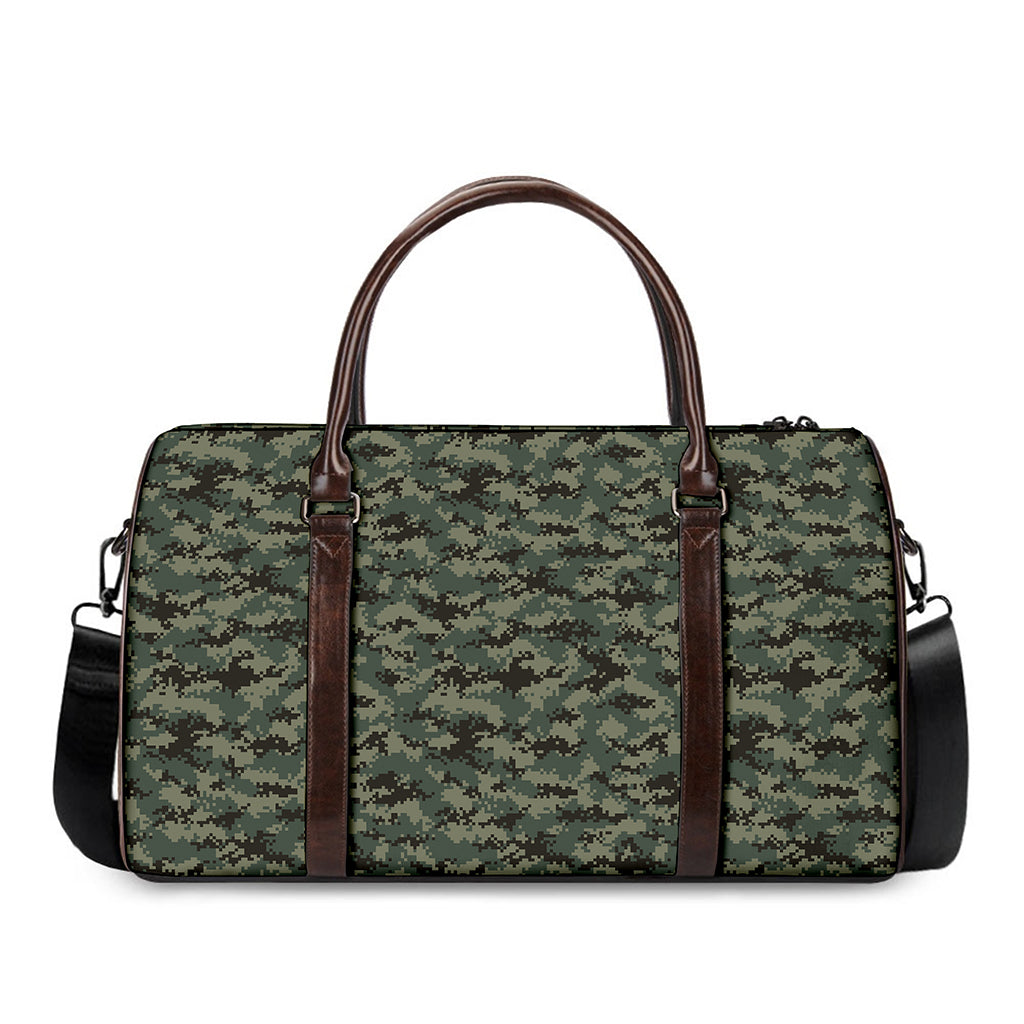 Forest Green Digital Camo Pattern Print Duffle Bag