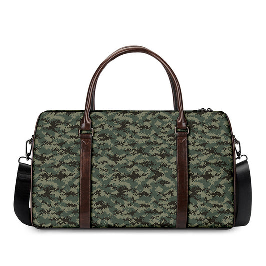Forest Green Digital Camo Pattern Print Duffle Bag
