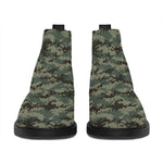 Forest Green Digital Camo Pattern Print Flat Ankle Boots