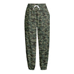 Forest Green Digital Camo Pattern Print Fleece Lined Knit Pants