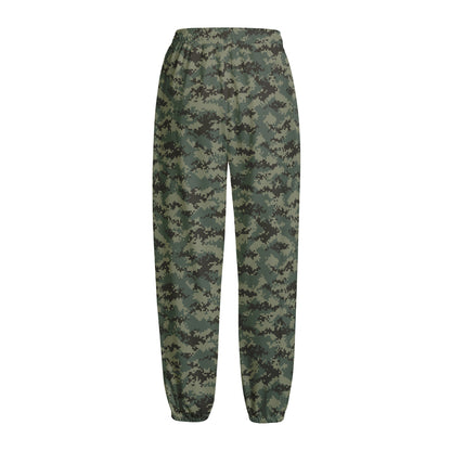 Forest Green Digital Camo Pattern Print Fleece Lined Knit Pants