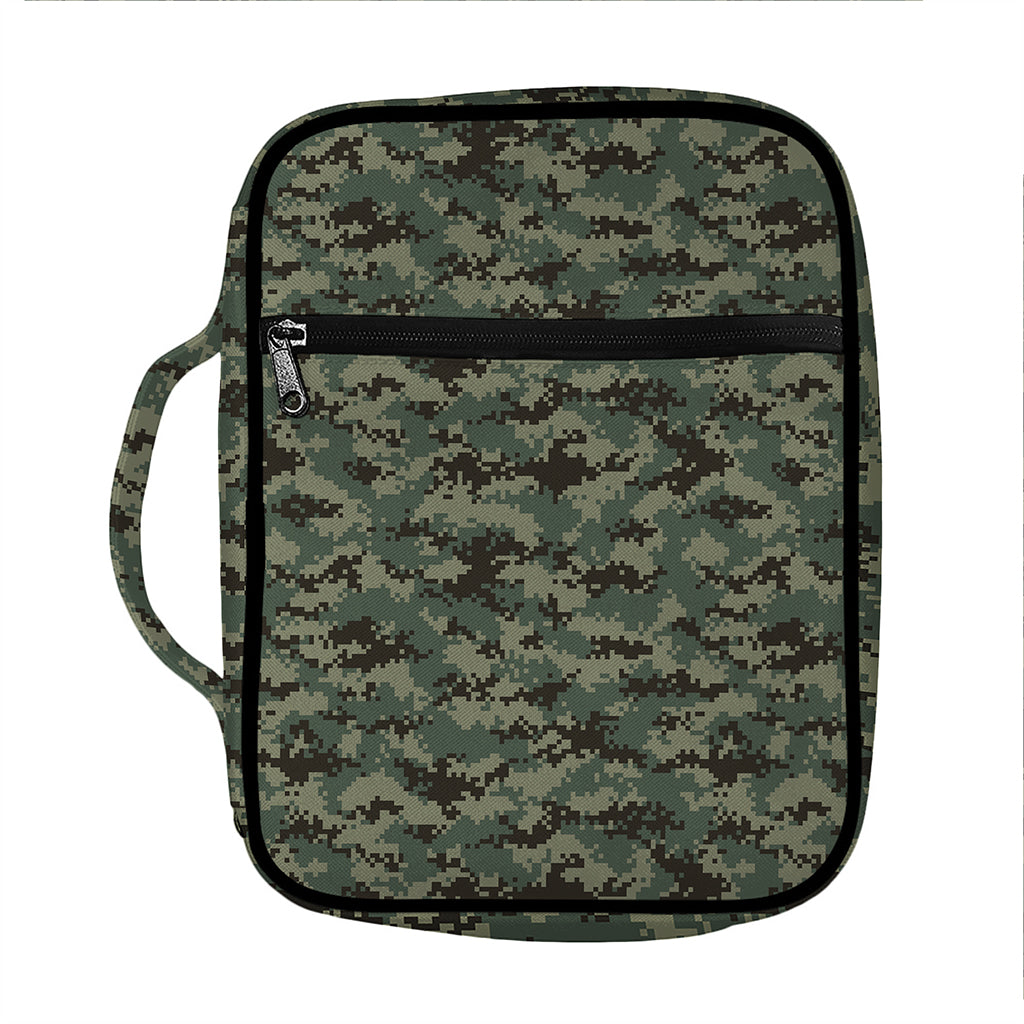 Forest Green Digital Camo Pattern Print Front Pocket Bible Bag