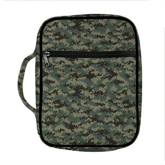 Forest Green Digital Camo Pattern Print Front Pocket Bible Bag
