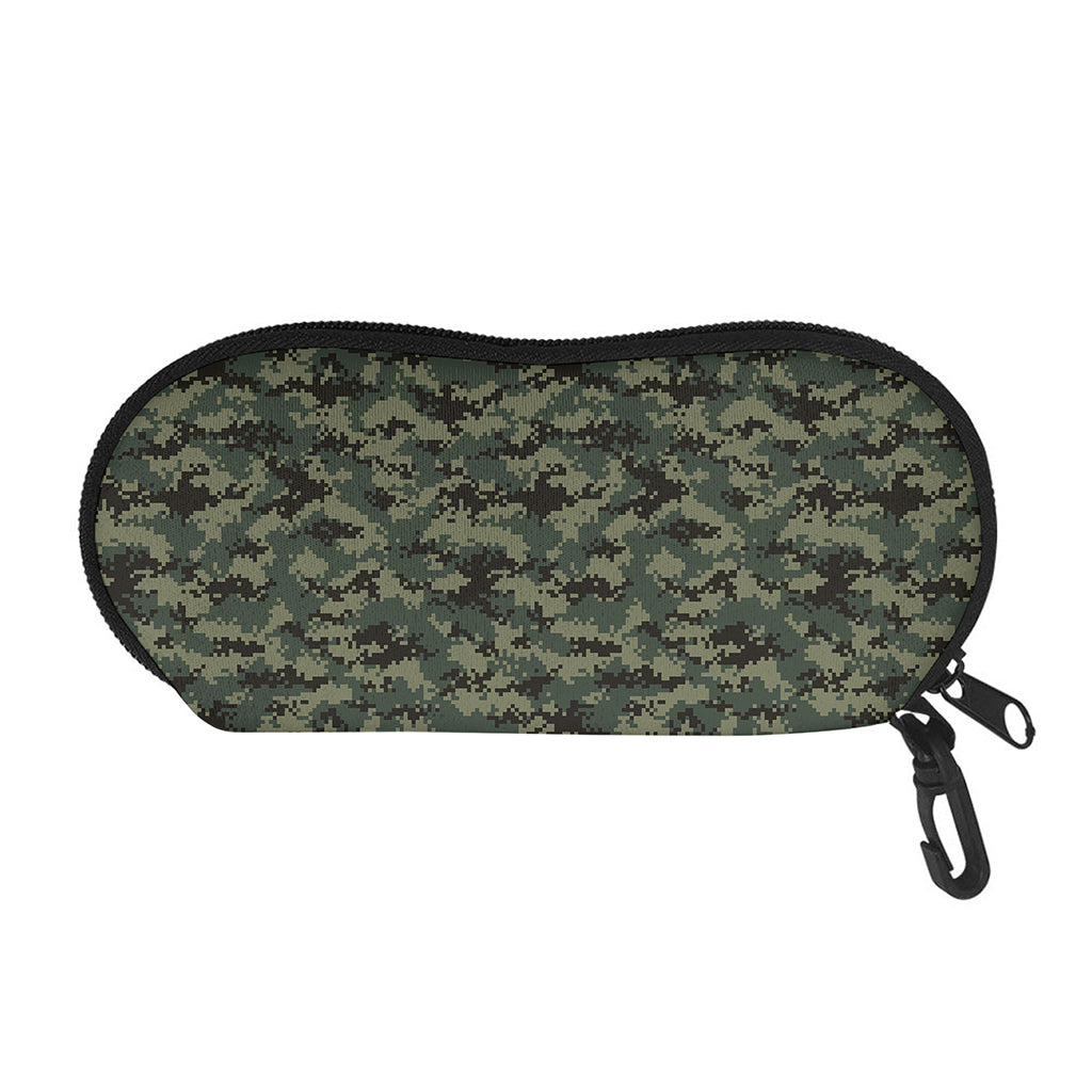 Forest Green Digital Camo Pattern Print Glasses Case