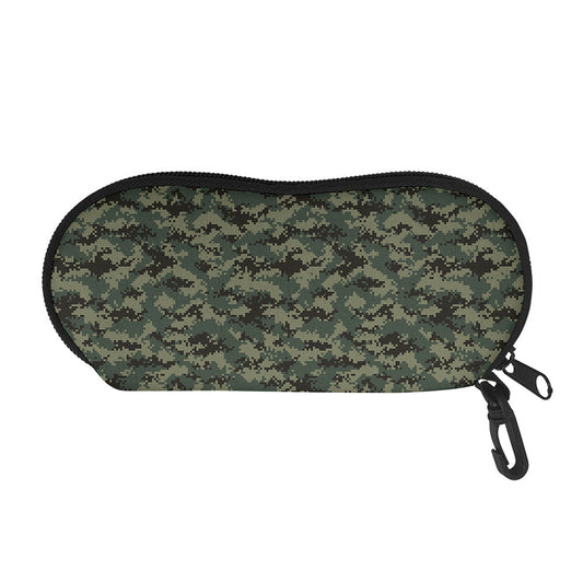 Forest Green Digital Camo Pattern Print Glasses Case