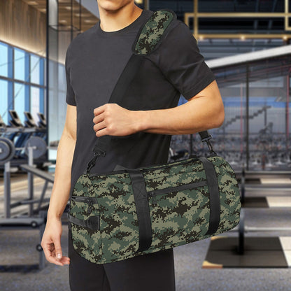 Forest Green Digital Camo Pattern Print Gym Bag