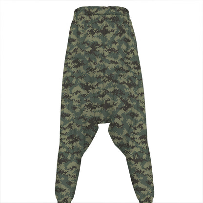 Forest Green Digital Camo Pattern Print Hammer Pants