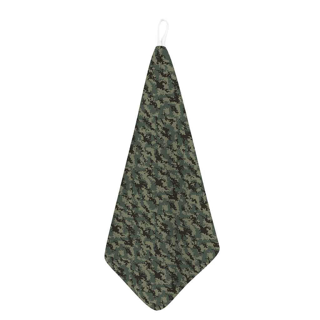 Forest Green Digital Camo Pattern Print Hand Towel