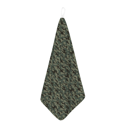 Forest Green Digital Camo Pattern Print Hand Towel