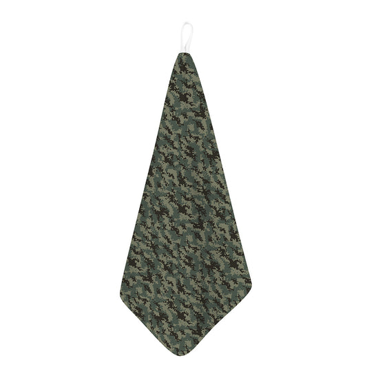Forest Green Digital Camo Pattern Print Hand Towel
