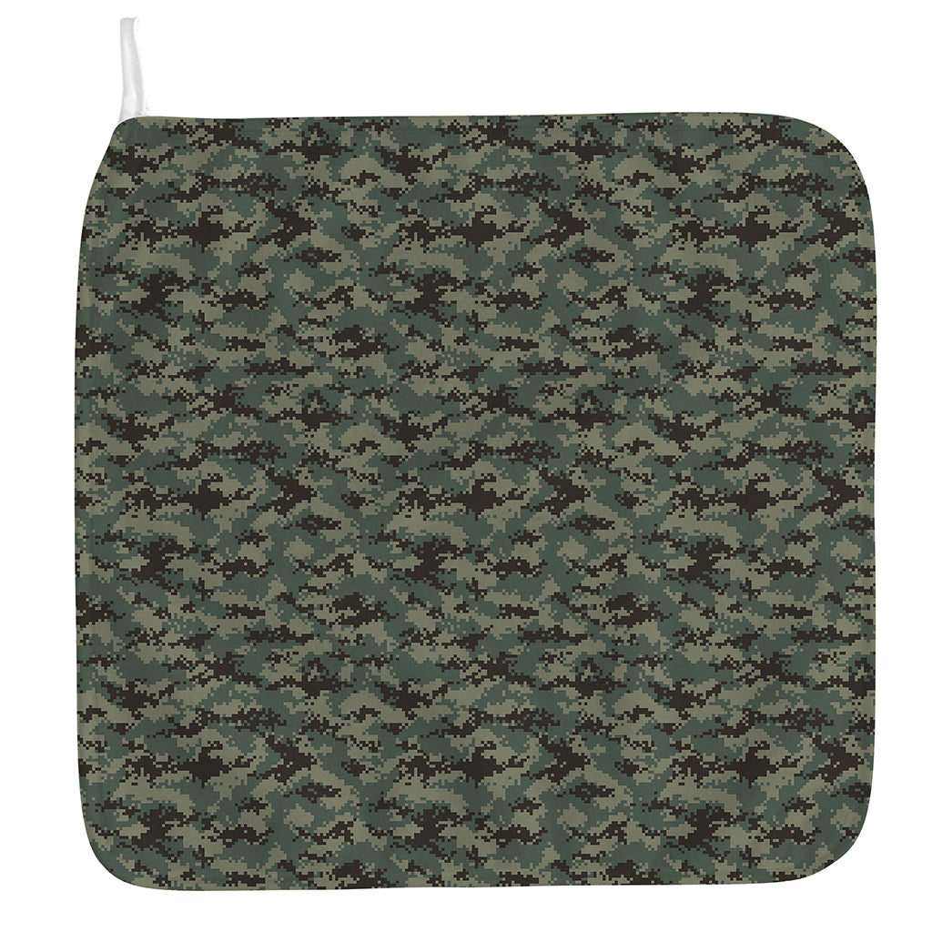 Forest Green Digital Camo Pattern Print Hand Towel