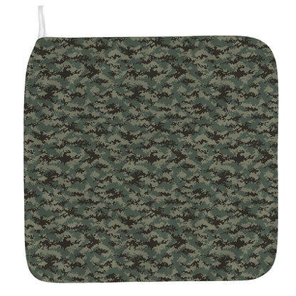 Forest Green Digital Camo Pattern Print Hand Towel