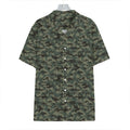 Forest Green Digital Camo Pattern Print Hawaiian Shirt