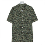 Forest Green Digital Camo Pattern Print Hawaiian Shirt